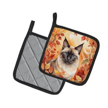Load image into Gallery viewer, Birman Cat in Fall Leaves Pot Holders - Set of 2 Decorative Kitchen Helpers | Made in the USA