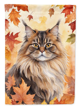 Load image into Gallery viewer, British Longhair Fall Garden Flag - Cat in Fall Leaves - Cat-Themed Seasonal Yard Decor