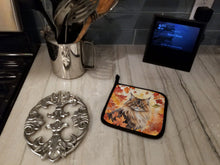 Load image into Gallery viewer, British Longhair Cat in Fall Leaves Pot Holders - Set of 2 Decorative Kitchen Helpers | Made in the USA