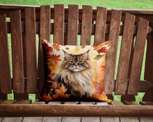 Load image into Gallery viewer, British Longhair Cat in Fall Leaves Throw Pillow - 14x14 Decorative Pillow – Art for Your Home &amp; Patio