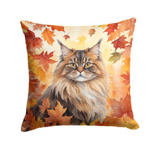 Load image into Gallery viewer, British Longhair Cat in Fall Leaves Throw Pillow - 14x14 Decorative Pillow – Art for Your Home &amp; Patio