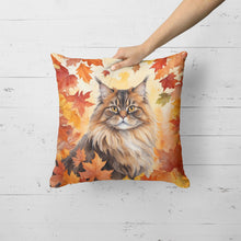 Load image into Gallery viewer, British Longhair Cat in Fall Leaves Throw Pillow