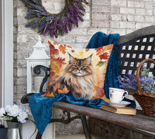 Load image into Gallery viewer, British Longhair Cat in Fall Leaves Throw Pillow