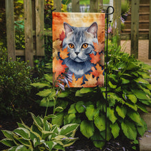 Load image into Gallery viewer, British Shorthair Fall Garden Flag - Cat in Fall Leaves - Cat-Themed Seasonal Yard Decor