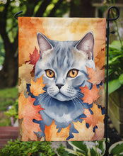 Load image into Gallery viewer, British Shorthair Fall Garden Flag - Cat in Fall Leaves - Cat-Themed Seasonal Yard Decor