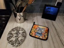 Load image into Gallery viewer, British Shorthair Cat in Fall Leaves Pot Holders - Set of 2 Decorative Kitchen Helpers | Made in the USA