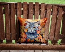 Load image into Gallery viewer, British Shorthair Cat in Fall Leaves Throw Pillow - 14x14 Decorative Pillow – Art for Your Home &amp; Patio