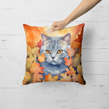 Load image into Gallery viewer, British Shorthair Cat in Fall Leaves Throw Pillow