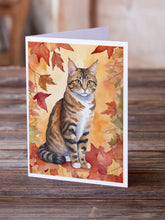 Load image into Gallery viewer, California Spangled Cat in Fall Leaves Greeting Cards - Blank Note Cards – 8-Pack of Artist-Designed Cards with Envelopes