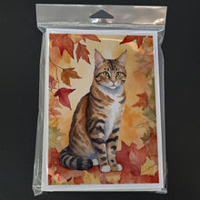 Load image into Gallery viewer, California Spangled Cat in Fall Leaves Greeting Cards - Blank Note Cards – 8-Pack of Artist-Designed Cards with Envelopes