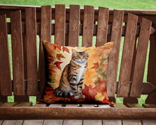 Load image into Gallery viewer, California Spangled Cat in Fall Leaves Throw Pillow - 14x14 Decorative Pillow – Art for Your Home &amp; Patio
