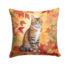 Load image into Gallery viewer, California Spangled Cat in Fall Leaves Throw Pillow - 14x14 Decorative Pillow – Art for Your Home &amp; Patio