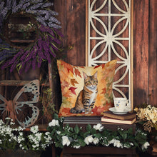 Load image into Gallery viewer, California Spangled Cat in Fall Leaves Throw Pillow