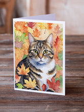 Load image into Gallery viewer, California Spangled Cat in Fall Leaves Greeting Cards - Blank Note Cards – 8-Pack of Artist-Designed Cards with Envelopes