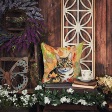 Load image into Gallery viewer, California Spangled Cat in Fall Leaves Throw Pillow