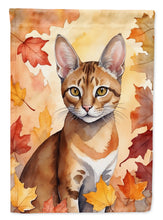 Load image into Gallery viewer, Chausie Fall Garden Flag - Cat in Fall Leaves - Cat-Themed Seasonal Yard Decor