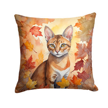 Load image into Gallery viewer, Chausie Cat in Fall Leaves Throw Pillow