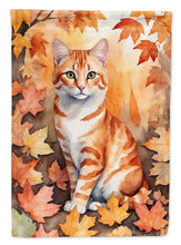 Load image into Gallery viewer, Cheetoh Cat in Fall Leaves House Flag