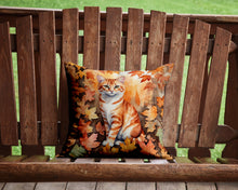 Load image into Gallery viewer, Cheetoh Cat in Fall Leaves Throw Pillow - 14x14 Decorative Pillow – Art for Your Home &amp; Patio
