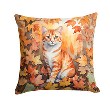 Load image into Gallery viewer, Cheetoh Cat in Fall Leaves Throw Pillow - 14x14 Decorative Pillow – Art for Your Home &amp; Patio