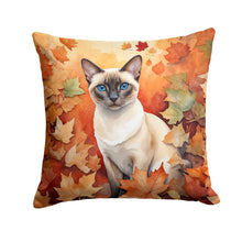 Load image into Gallery viewer, Colorpoint Shorthair Cat in Fall Leaves Throw Pillow