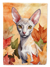 Load image into Gallery viewer, Cornish Rex Cat in Fall Leaves House Flag