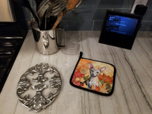 Load image into Gallery viewer, Cornish Rex Cat in Fall Leaves Pot Holders - Set of 2 Decorative Kitchen Helpers | Made in the USA