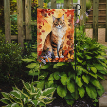 Load image into Gallery viewer, Cymric Fall Garden Flag - Cat in Fall Leaves - Cat-Themed Seasonal Yard Decor