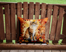 Load image into Gallery viewer, Cymric Cat in Fall Leaves Throw Pillow - 14x14 Decorative Pillow – Art for Your Home &amp; Patio