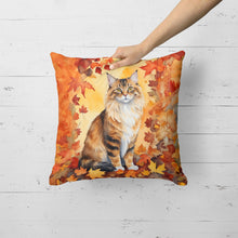 Load image into Gallery viewer, Cymric Cat in Fall Leaves Throw Pillow