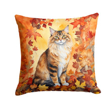 Load image into Gallery viewer, Cymric Cat in Fall Leaves Throw Pillow