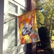 Load image into Gallery viewer, Donskoy Don Sphynx Cat in Fall Leaves House Flag