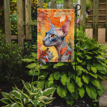 Load image into Gallery viewer, Donskoy Don Sphynx Fall Garden Flag - Cat in Fall Leaves - Cat-Themed Seasonal Yard Decor
