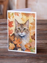 Load image into Gallery viewer, Dwelf Cat in Fall Leaves Greeting Cards - Blank Note Cards – 8-Pack of Artist-Designed Cards with Envelopes