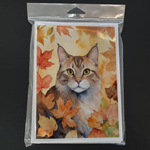 Load image into Gallery viewer, Dwelf Cat in Fall Leaves Greeting Cards - Blank Note Cards – 8-Pack of Artist-Designed Cards with Envelopes