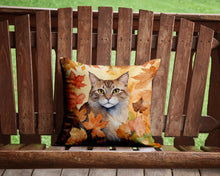 Load image into Gallery viewer, Dwelf Cat in Fall Leaves Throw Pillow - 14x14 Decorative Pillow – Art for Your Home &amp; Patio