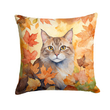 Load image into Gallery viewer, Dwelf Cat in Fall Leaves Throw Pillow