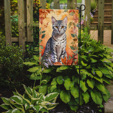 Load image into Gallery viewer, Egyptian Mau Fall Garden Flag - Cat in Fall Leaves - Cat-Themed Seasonal Yard Decor