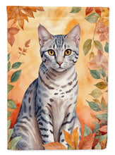Load image into Gallery viewer, Egyptian Mau Fall Garden Flag - Cat in Fall Leaves - Cat-Themed Seasonal Yard Decor