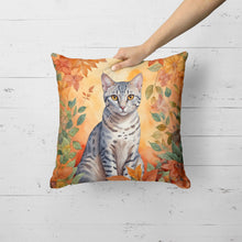 Load image into Gallery viewer, Egyptian Mau Cat in Fall Leaves Throw Pillow