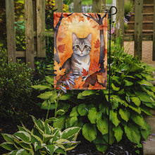 Load image into Gallery viewer, European Shorthair Fall Garden Flag - Cat in Fall Leaves - Cat-Themed Seasonal Yard Decor