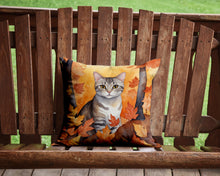 Load image into Gallery viewer, European Shorthair Cat in Fall Leaves Throw Pillow - 14x14 Decorative Pillow – Art for Your Home &amp; Patio