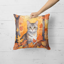Load image into Gallery viewer, European Shorthair Cat in Fall Leaves Throw Pillow
