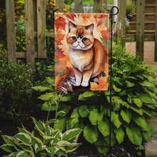 Load image into Gallery viewer, Exotic Shorthair Cat Fall Garden Flag - Cat in Fall Leaves - Cat-Themed Seasonal Yard Decor