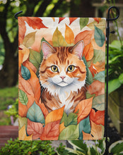 Load image into Gallery viewer, Foldex Exotic Fold Fall Garden Flag - Cat in Fall Leaves - Cat-Themed Seasonal Yard Decor