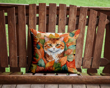 Load image into Gallery viewer, Foldex Exotic Fold Cat in Fall Leaves Throw Pillow - 14x14 Decorative Pillow – Art for Your Home &amp; Patio