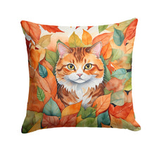 Load image into Gallery viewer, Foldex Exotic Fold Cat in Fall Leaves Throw Pillow - 14x14 Decorative Pillow – Art for Your Home &amp; Patio