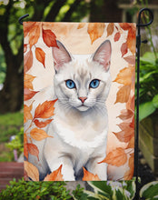 Load image into Gallery viewer, Foreign White Cat Fall Garden Flag - Cat in Fall Leaves - Cat-Themed Seasonal Yard Decor