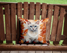 Load image into Gallery viewer, Foreign White Cat in Fall Leaves Throw Pillow - 14x14 Decorative Pillow – Art for Your Home &amp; Patio
