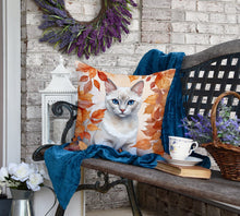 Load image into Gallery viewer, Foreign White Cat in Fall Leaves Throw Pillow